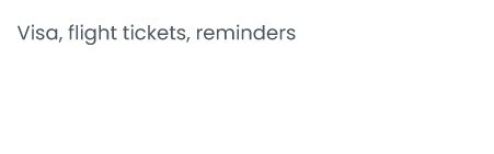 Visa, flight tickets;, reminders